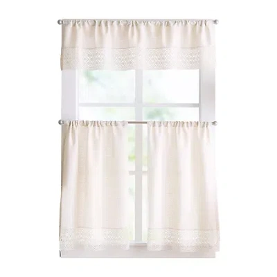 Peri Home Bahia 3-pc. Rod Pocket Kitchen Curtains & Drapes Window Set In Sand