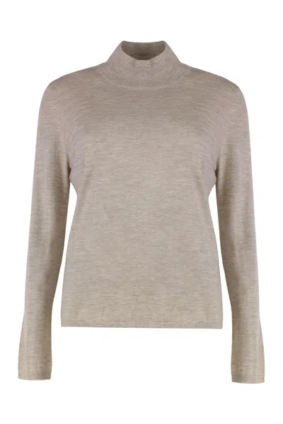 Max Mara Meana Cashmere Mock Neck Long Sleeve In Gray