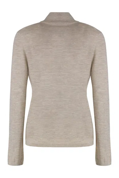 Max Mara Meana Cashmere Mock Neck Long Sleeve In Gray
