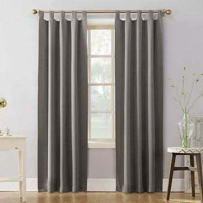 Sun Zero Evan Tab Top Energy Saving Blackout Single Curtain Panel In Gray