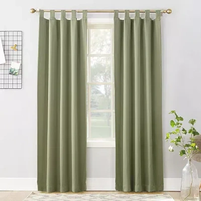 Sun Zero Evan Tab Top Energy Saving Blackout Single Curtain Panel In Green