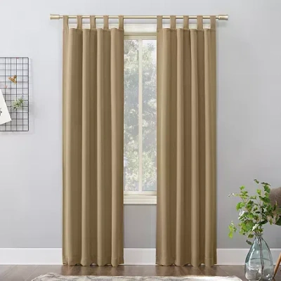 Sun Zero Evan Tab Top Energy Saving Blackout Single Curtain Panel In Sand