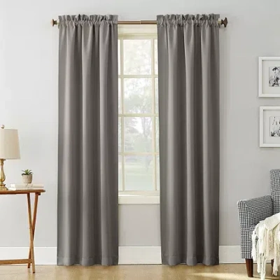 Sun Zero Evan Rod Pocket Energy Saving Blackout Single Curtain Panel In Gray