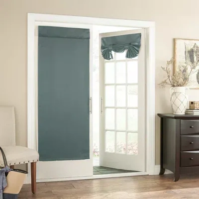 Eclipse Tricia Door Panel Single Rod Pocket Door Panel Curtain In Blue