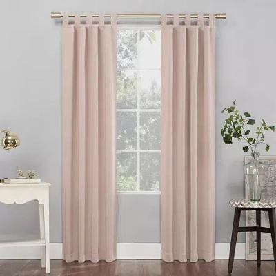 Sun Zero Evan Tab Top Energy Saving Blackout Single Curtain Panel In Pink