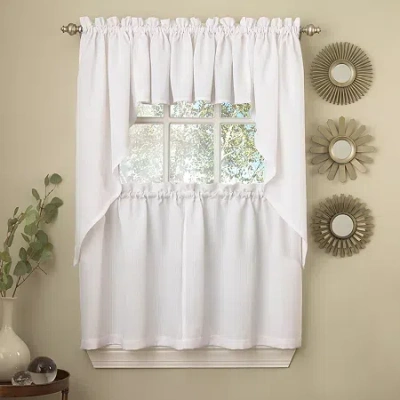 Sweet Home Collection Opaque Ribcord 2-pc. Rod Pocket Window Tier In White