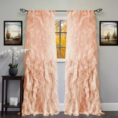 Sweet Home Collection Chic Voile Vertical Ruffled Rod Pocket Sheer Single Curtain Panel In White