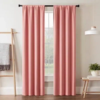 Eclipse Darrell Rod Pocket Blackout Single Curtain Panel In Pink