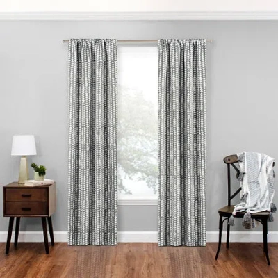 Eclipse Naya Rod Pocket Energy Saving Blackout Single Curtain Panel In Gray