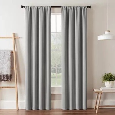 Eclipse Darrell Rod Pocket Blackout Single Curtain Panel In Gray