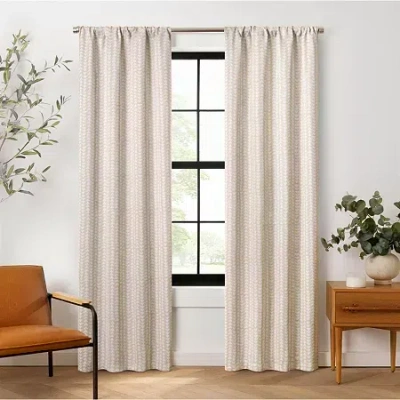 Eclipse Naya Rod Pocket Energy Saving Blackout Single Curtain Panel In Sand