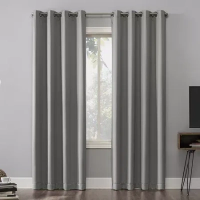 Sun Zero Oslo Grommet Top Energy Saving 100% Blackout Single Curtain Panel In Silver