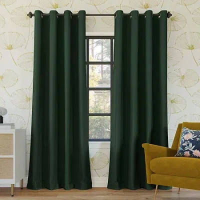 Sun Zero Oslo Grommet Top Energy Saving 100% Blackout Single Curtain Panel In Green