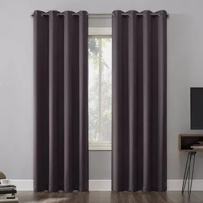 Sun Zero Oslo Grommet Top Energy Saving 100% Blackout Single Curtain Panel In Purple
