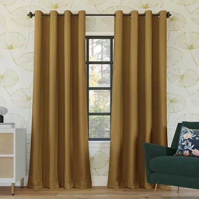 Sun Zero Oslo Grommet Top Energy Saving 100% Blackout Single Curtain Panel In Yellow