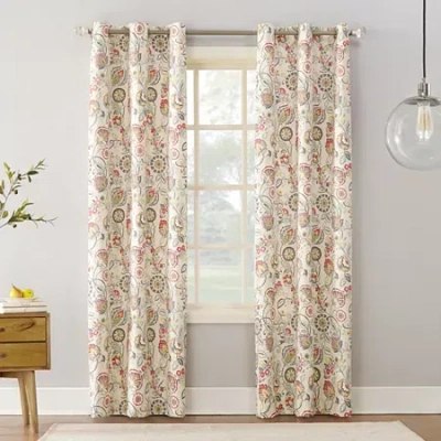 Sun Zero Jorah Grommet Top Energy Saving Light-filtering Single Curtain Panel In Sand