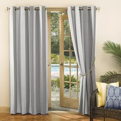 Sun Zero Valencia Grommet Top Energy Saving Light-filtering Single Curtain Panel In Gray