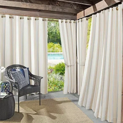Sun Zero Valencia Grommet Top Energy Saving Light-filtering Single Curtain Panel In Sand