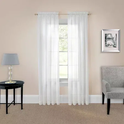 Eclipse Victoria Voile Rod Pocket Sheer Set Of 2 Curtain Panel In White