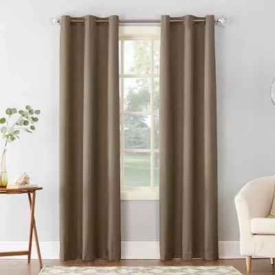 Sun Zero Cooper Grommet Top Energy Saving Light-filtering Single Curtain Panel In Brown