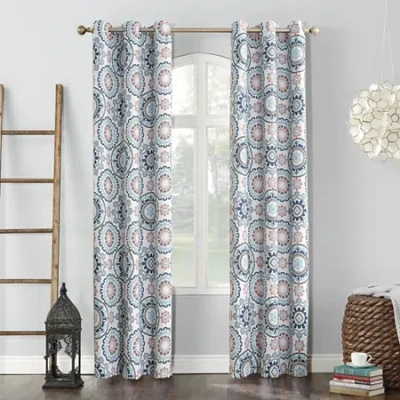 Sun Zero Nepal Grommet Top Energy Saving Blackout Single Curtain Panel In Gray