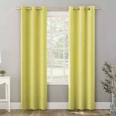 Sun Zero Riley Grommet Top Energy Saving Blackout Single Curtain Panel In Yellow