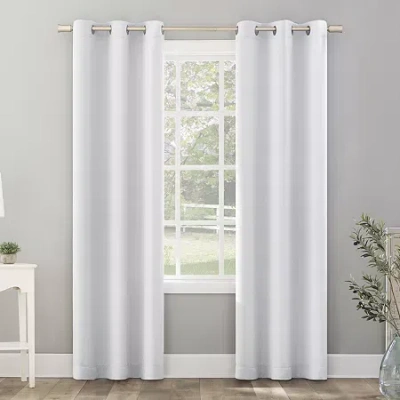 Sun Zero Riley Grommet Top Energy Saving Blackout Single Curtain Panel In White