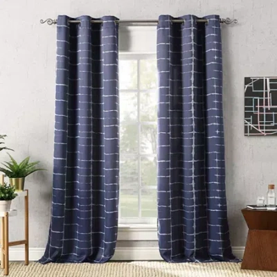 Sun Zero Saki Grommet Top Energy Saving Blackout Single Curtain Panel In Blue