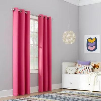 Sun Zero Riley Grommet Top Energy Saving Blackout Single Curtain Panel In Pink