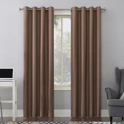 Sun Zero Duran Grommet Top Energy Saving 100% Blackout Single Curtain Panel In Orange