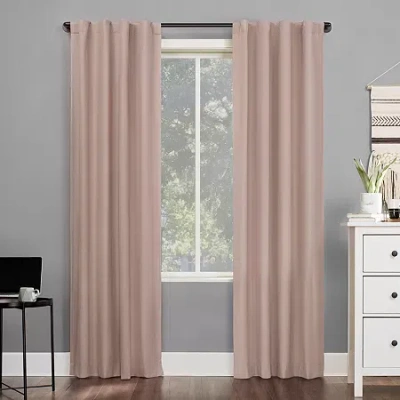Sun Zero Cyrus Thermal Rod Pocket Back Tab Energy Saving 100% Blackout Single Curtain Panel In Pink