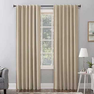 Sun Zero Amherst Velvet Thermal Extreme Back Tab Energy Saving 100% Blackout Single Curtain Panel In Sand