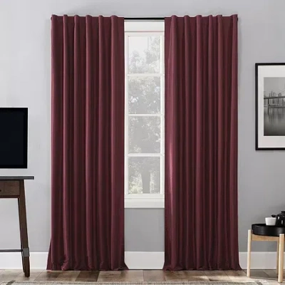 Sun Zero Evelina Faux Dupioni Silk Thermal Extreme Back Tab Energy Saving 100% Blackout Single Curtain Panel In Red