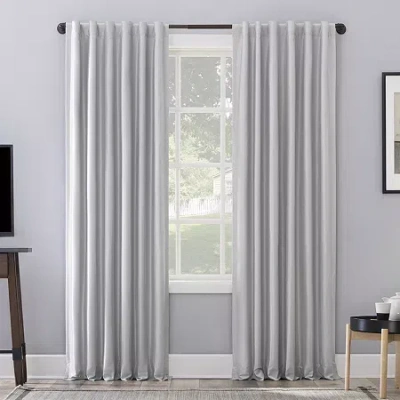 Sun Zero Evelina Faux Dupioni Silk Thermal Extreme Back Tab Energy Saving 100% Blackout Single Curtain Panel In Silver