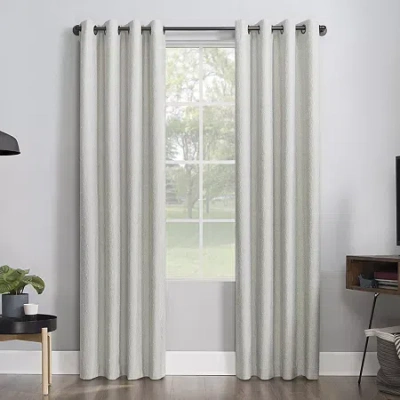 Sun Zero Noir Dimensional Thermal Extreme Grommet Top Energy Saving 100% Blackout Single Curtain Panel In White