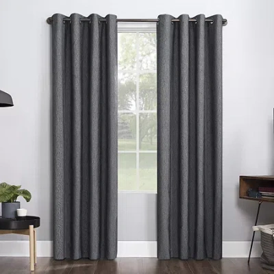 Sun Zero Noir Dimensional Thermal Extreme Grommet Top Energy Saving 100% Blackout Single Curtain Panel In Black