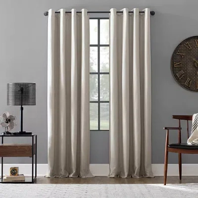 Archaeo Colt Grommet Top Energy Saving 100% Blackout Single Curtain Panel In White