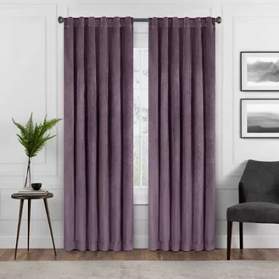 Eclipse Harper Rod Pocket Back Tab Energy Saving Blackout Single Curtain Panel In Purple