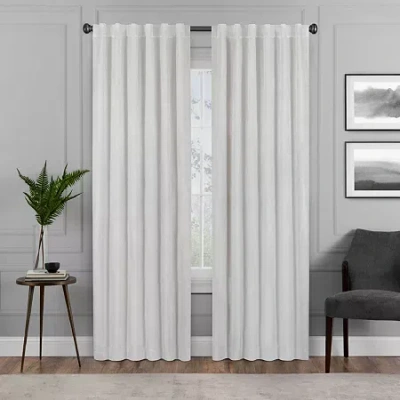 Eclipse Harper Rod Pocket Back Tab Energy Saving Blackout Single Curtain Panel In White