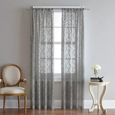 Chf Lyric Rod Pocket Light-filtering Single Curtain Panel In Gray