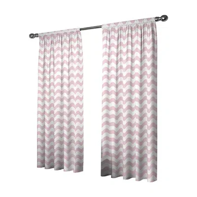 Eclipse Wavy Chevron Rod Pocket Energy Saving Blackout Single Curtain Panel In Pink