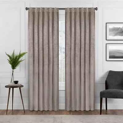 Eclipse Harper Rod Pocket Back Tab Energy Saving Blackout Single Curtain Panel In Gray
