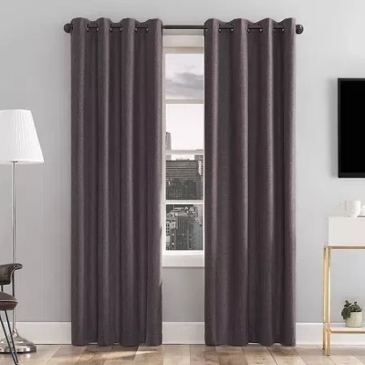 Sun Zero Tyrell Grommet Top Energy Saving 100% Blackout Single Curtain Panel In Purple