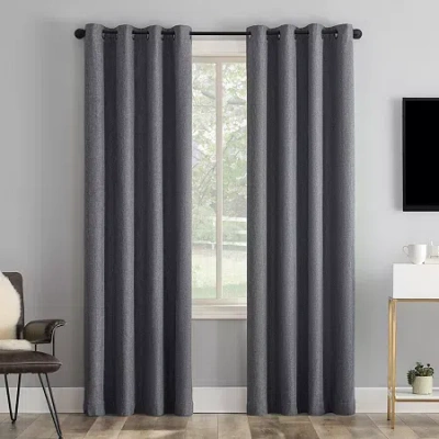 Sun Zero Tyrell Grommet Top Energy Saving 100% Blackout Single Curtain Panel In Gray
