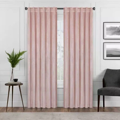 Eclipse Harper Rod Pocket Back Tab Energy Saving Blackout Single Curtain Panel In Pink