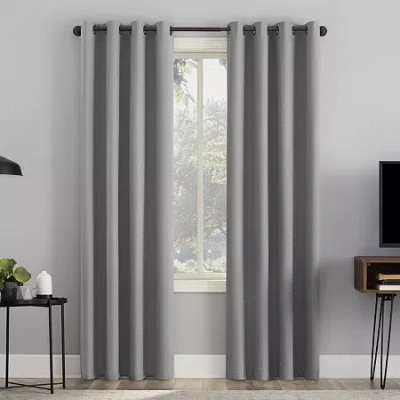 Sun Zero Channing Grommet Top Energy Saving 100% Blackout Single Curtain Panel In Gray