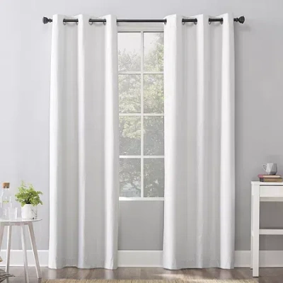 Sun Zero Cyrus Grommet Top Energy Saving 100% Blackout Single Curtain Panel In White