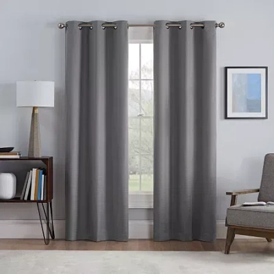 Eclipse Talisa Grommet Top Energy Saving 100% Blackout Set Of 2 Curtain Panel In Gray