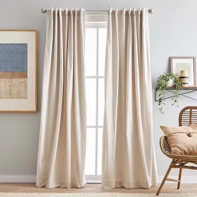 Chf Sanctuary Back Tab Light-filtering Set Of 2 Curtain Panel In Sand
