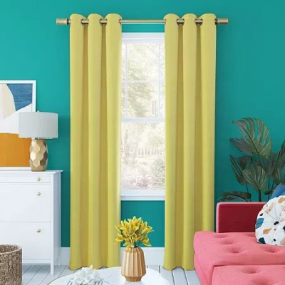Sun Zero Harper Grommet Top Energy Saving 100% Blackout Single Curtain Panel In Yellow
